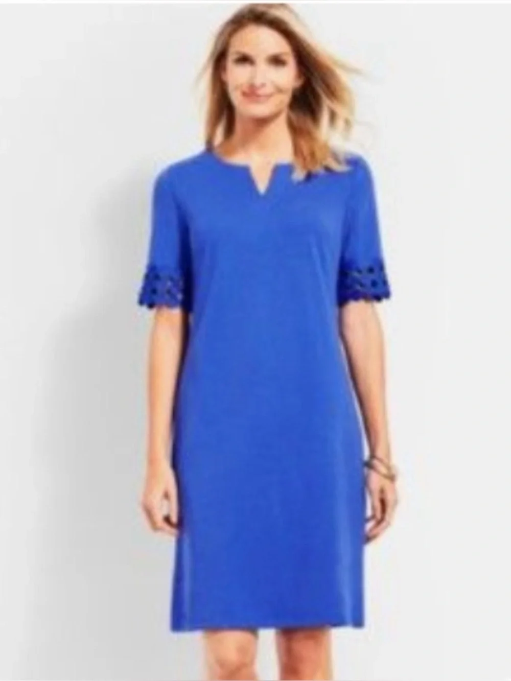 Talbots LACE ELBOW SHIFT DRESS BLUE SIZE 1XP